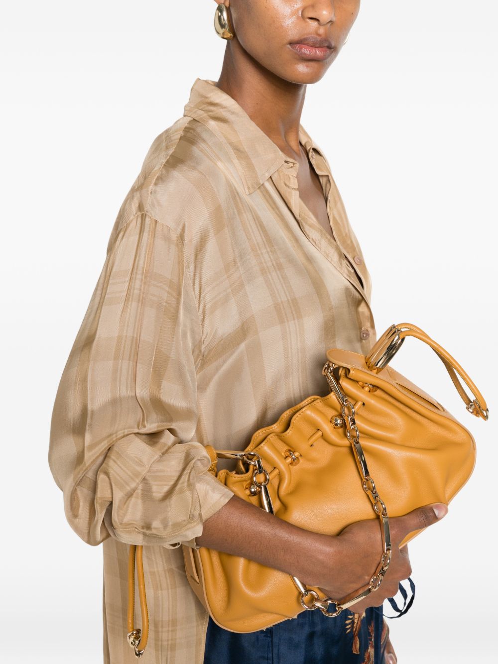 Zimmermann Ruched Chain Shoulder Bag Brown