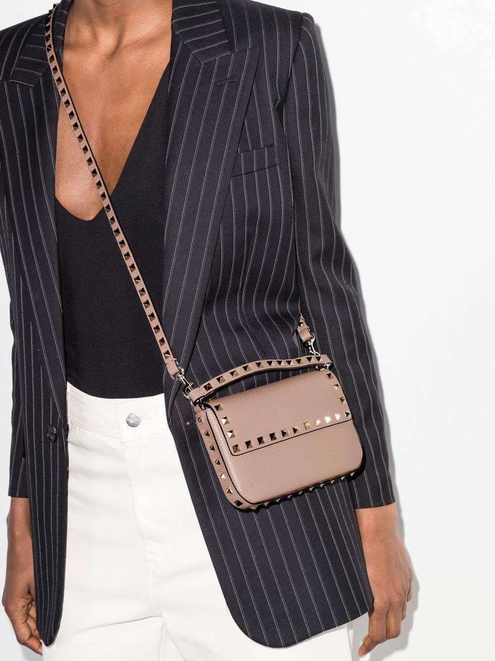 Valentino Garavani Rockstud Small Shoulder Bag POWDER