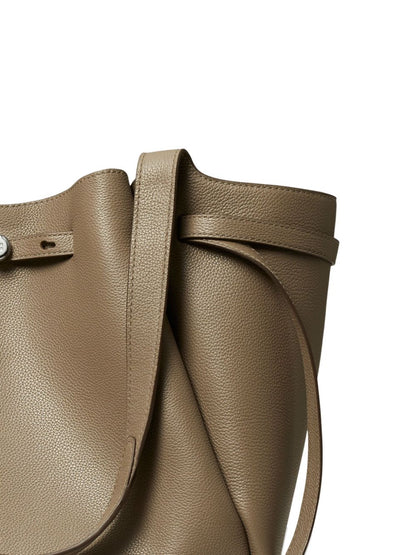 Tory Burch Pebbled Leather Top Handle Bag Gray