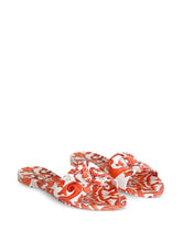 Dolce & Gabbana Majolica-Print Rubber Beachwear Slides ORANGE