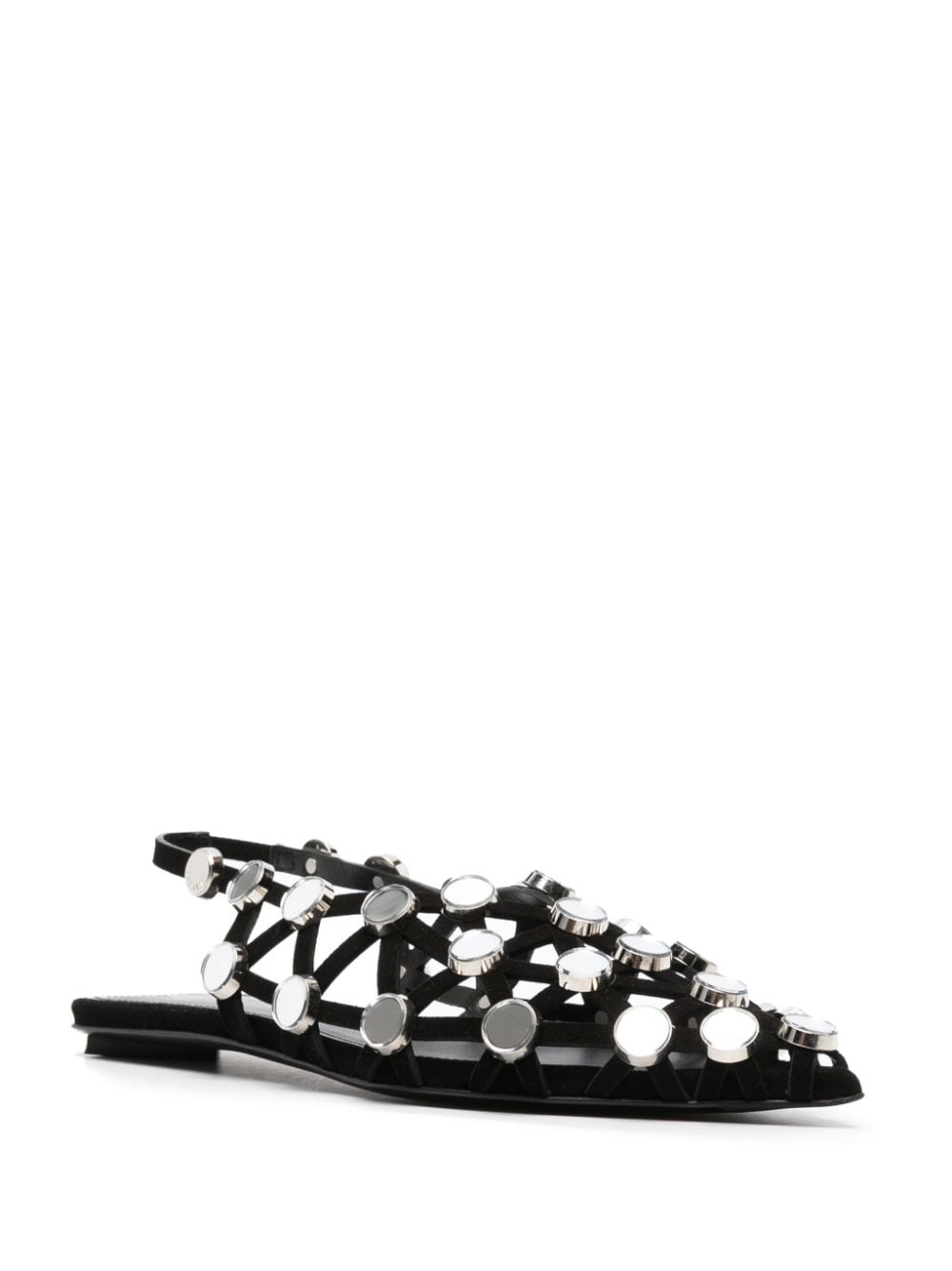The Attico Rhinestone-Embellished Flat Slingback Black