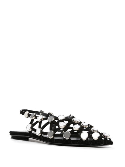 The Attico Rhinestone-Embellished Flat Slingback Black