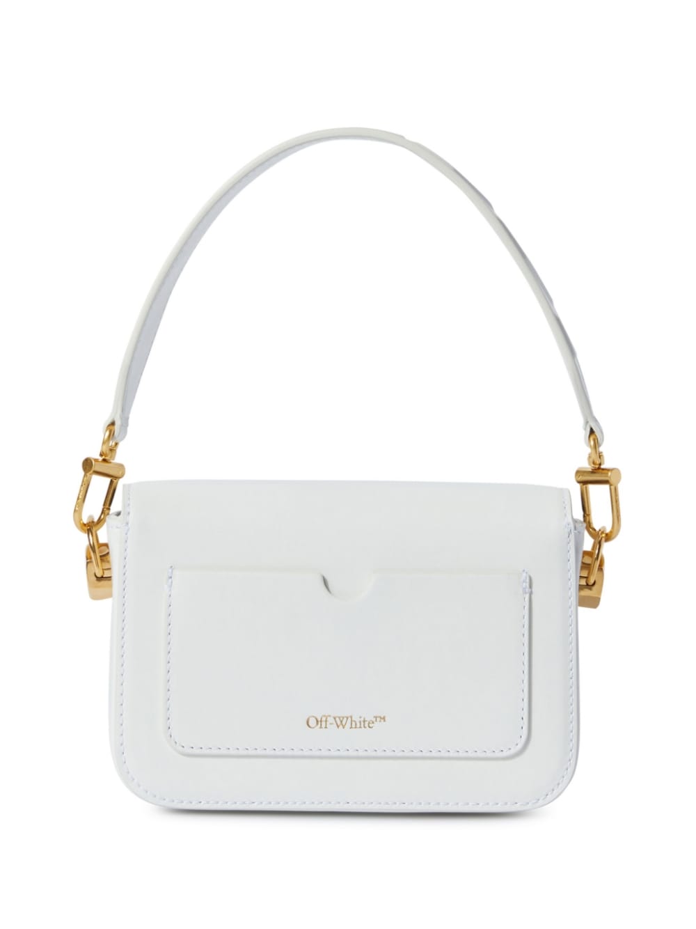 Off White Small Binder Leather Shoulder Bag White