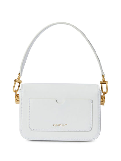 Off White Small Binder Leather Shoulder Bag White