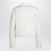 Moncler Chitre Ivory Quilted Jacket with Cotton Collar White