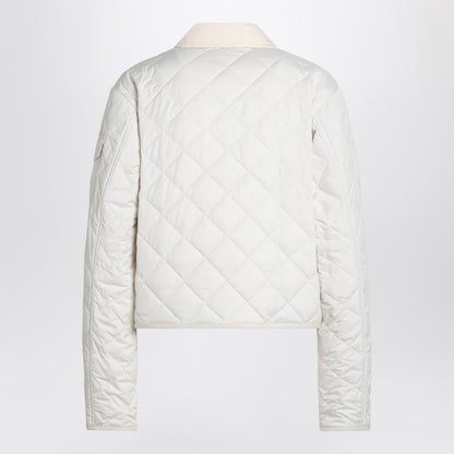 Moncler Chitre Ivory Quilted Jacket with Cotton Collar White