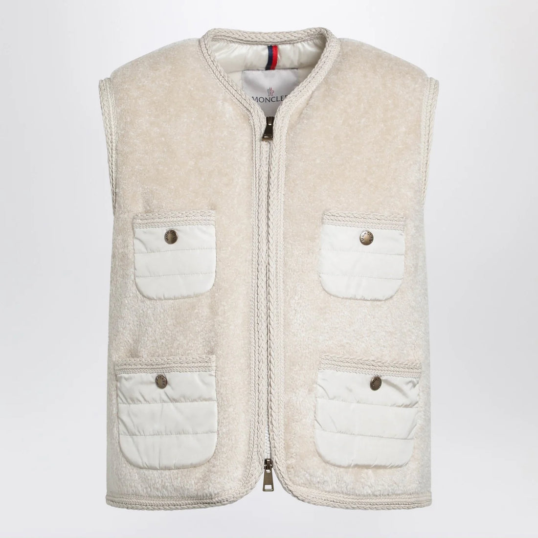 Moncler Mimosa Gilet In Teddy-Effect Fleece - Beige