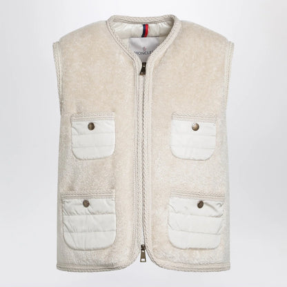 Moncler Mimosa Gilet In Teddy-Effect Fleece - Beige