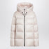 Moncler Light Pink Quilted Down Jacket with Zip and Drawstring Hood Pink