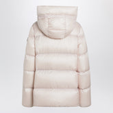 Moncler Light Pink Quilted Down Jacket with Zip and Drawstring Hood Pink