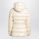 Moncler White Lacquered Quilted Down Jacket with Hood White