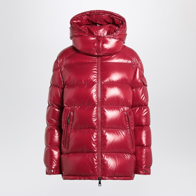 Moncler Ruby Red Lacquered Down Jacket With Removable Hood Red