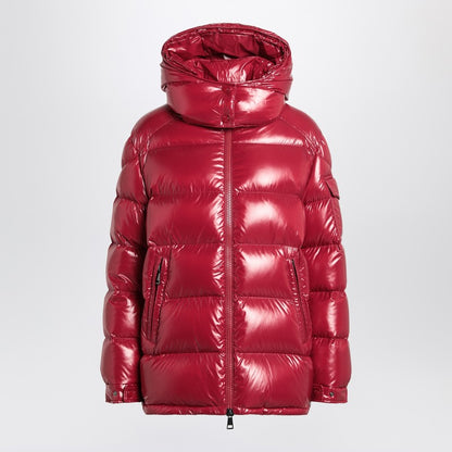 Moncler Ruby Red Lacquered Down Jacket With Removable Hood Red