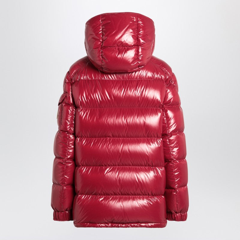 Moncler Ruby Red Lacquered Down Jacket With Removable Hood Red