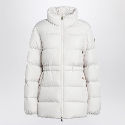 Moncler White High-Collar Down Jacket with Logo Patch White