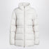 Moncler White High-Collar Down Jacket with Logo Patch White