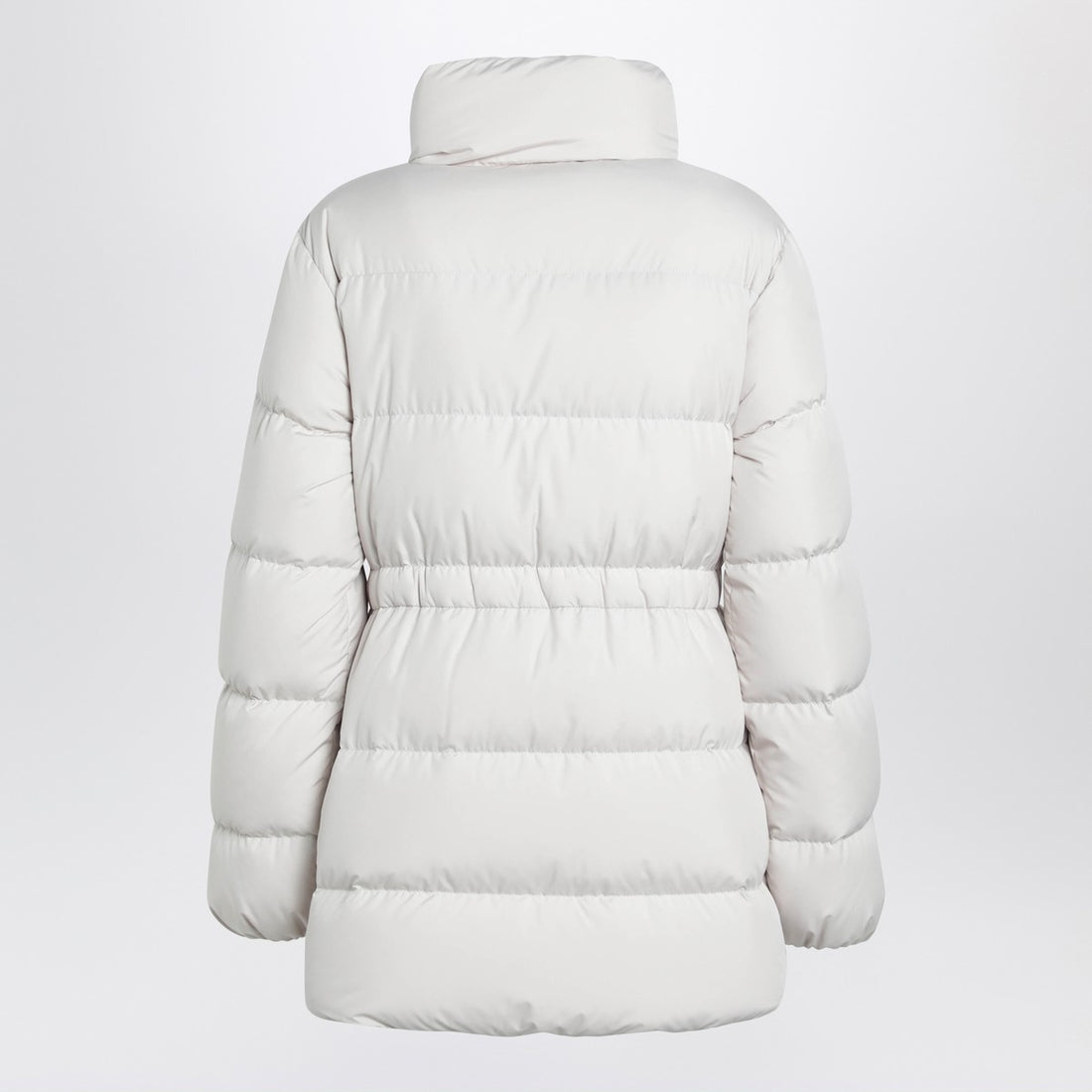 Moncler White High-Collar Down Jacket with Logo Patch White