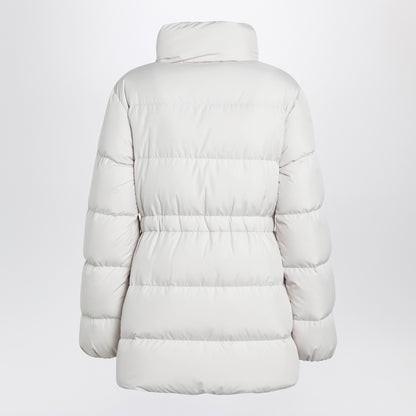 Moncler White High-Collar Down Jacket with Logo Patch White
