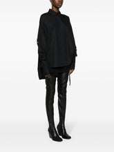 The Attico Oversized Studded Cotton Shirt with Embroidered Logo Black Black