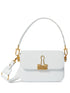Off White Small Binder Leather Shoulder Bag White