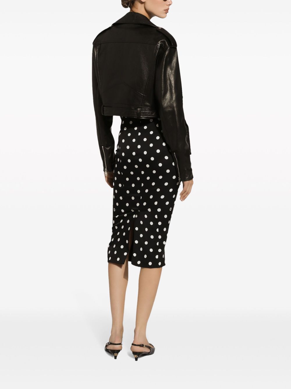 D&amp;G Dots Print Silk Pencil Skirt