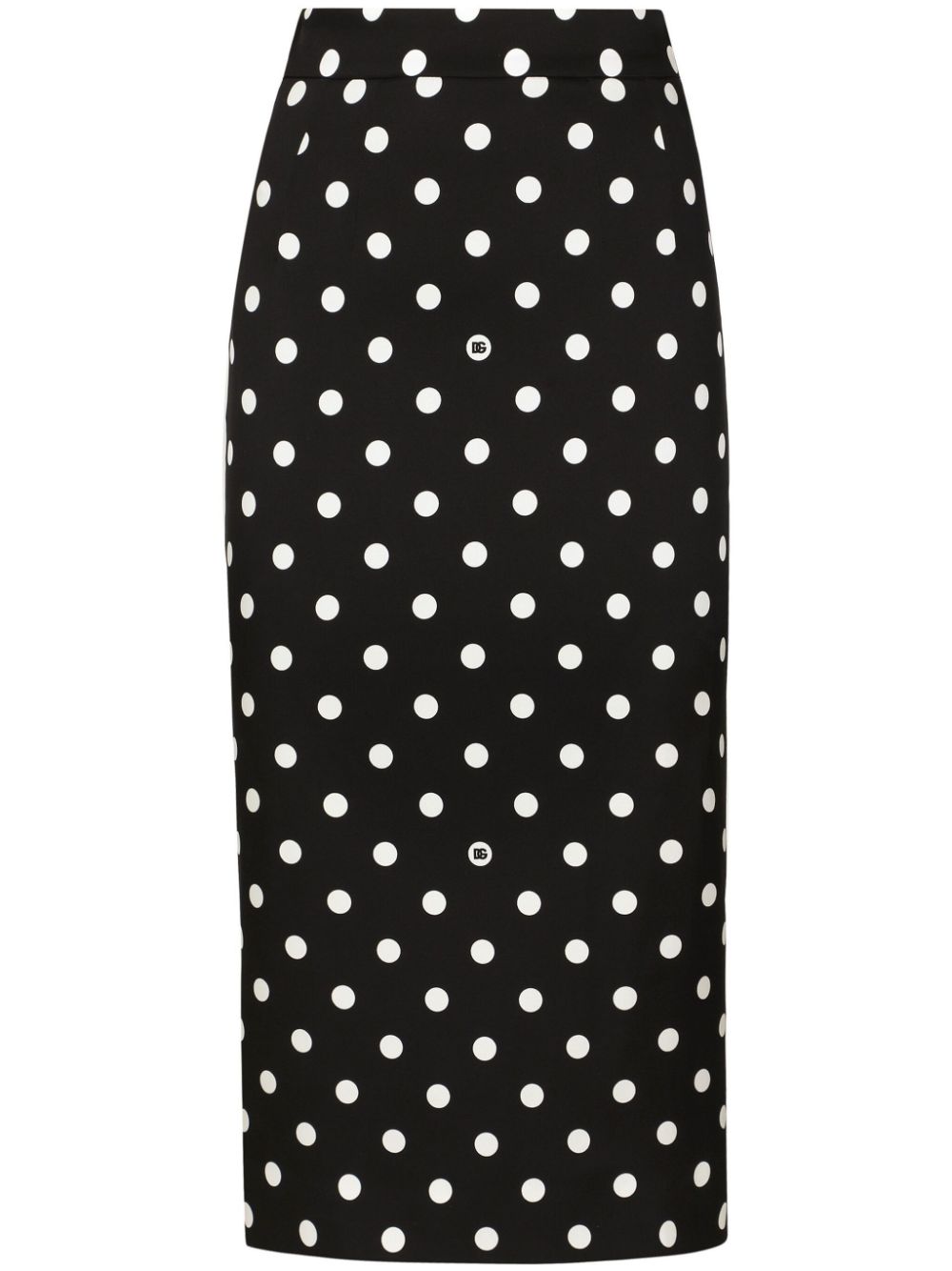 D&amp;G Dots Print Silk Pencil Skirt