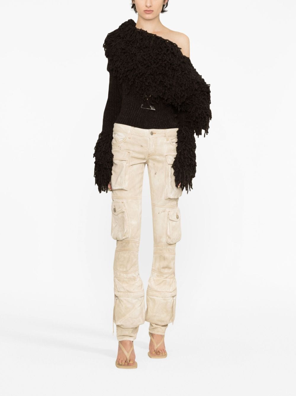 The Attico Essie Marbled Cargo Pants Beige