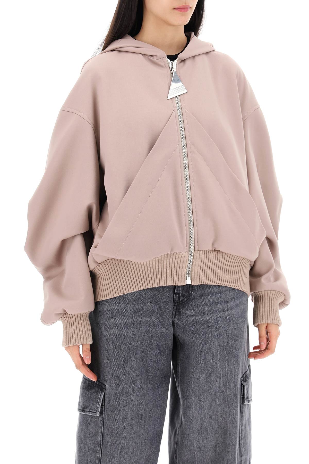 Oversized hooded bomber jacket