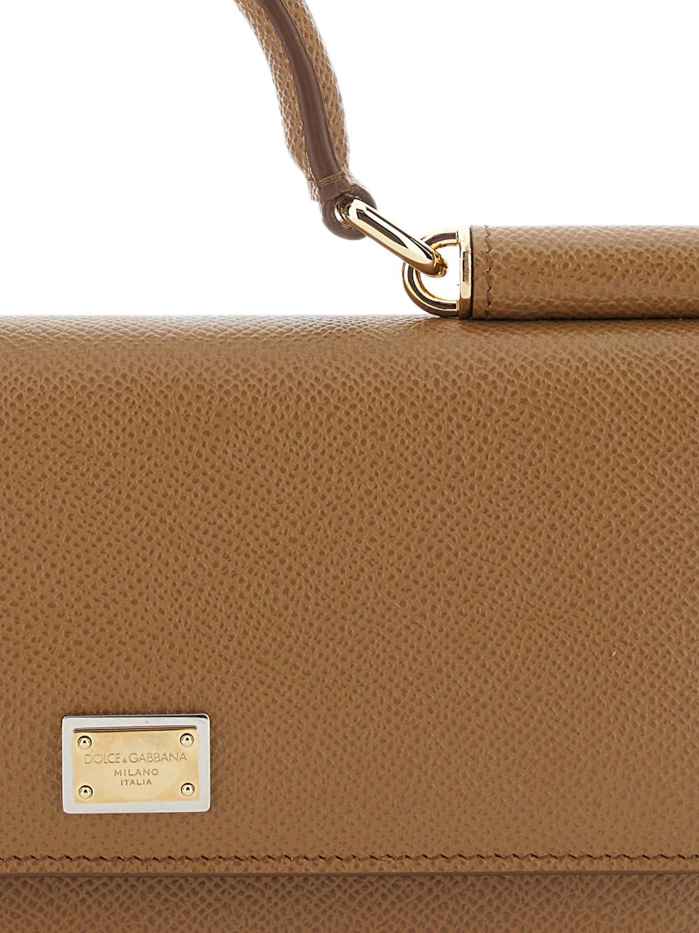 Dolce &amp; Gabbana Logo Plaque Card Holder CAMEL