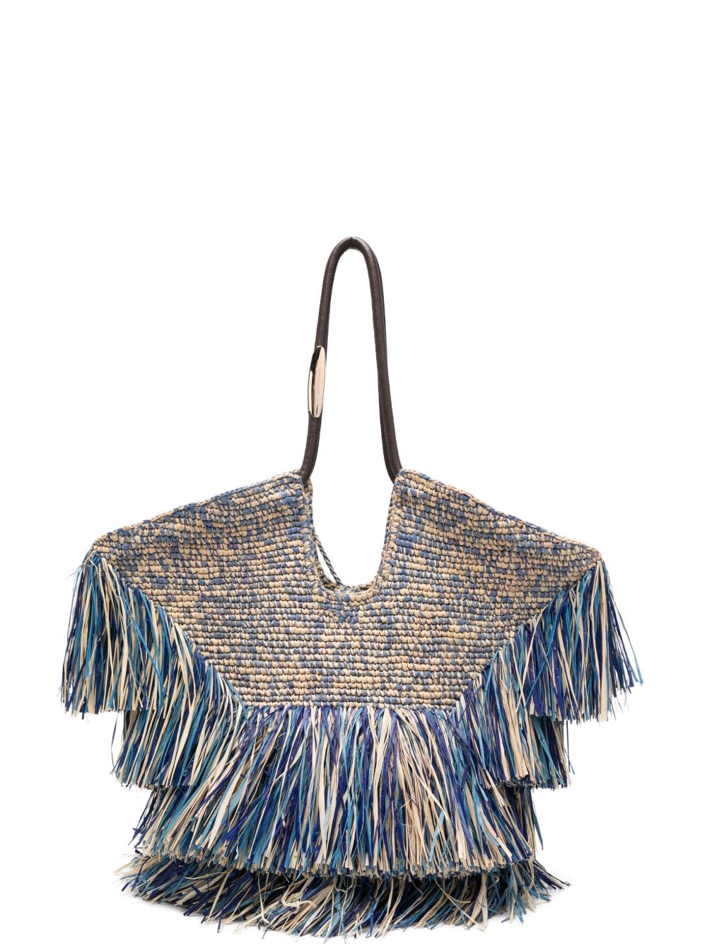 Zimmermann Woven Fringe Tote NAVY