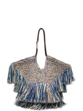 Zimmermann Woven Fringe Tote NAVY