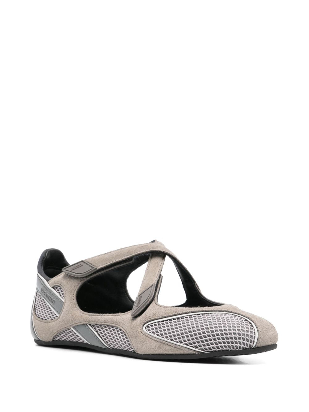 The Attico Touch-Strap Flats Gray