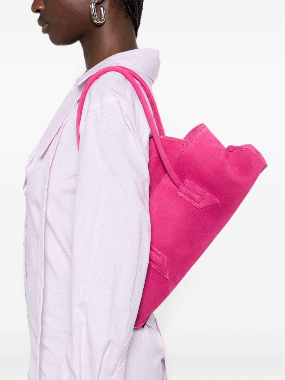 The Attico La Passeggiata Suede Bag FUXIA