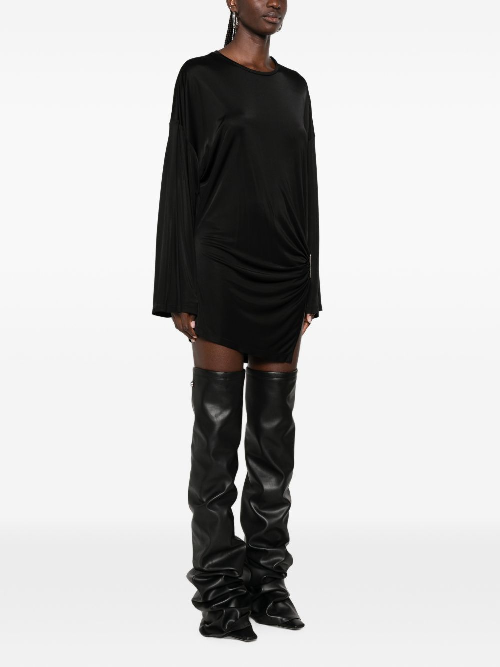 The Attico Gathered Mini Dress BLACK