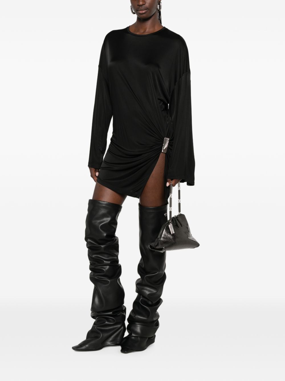 The Attico Gathered Mini Dress BLACK