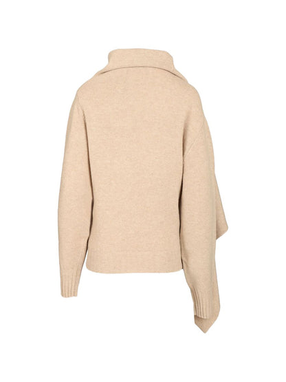 The Attico Roll Neck Scarf Sweater BEIGE