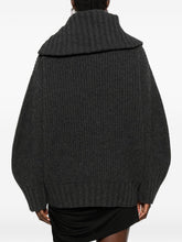 The Attico Asymmetric Zip Ribbed Sweater DARK GREY