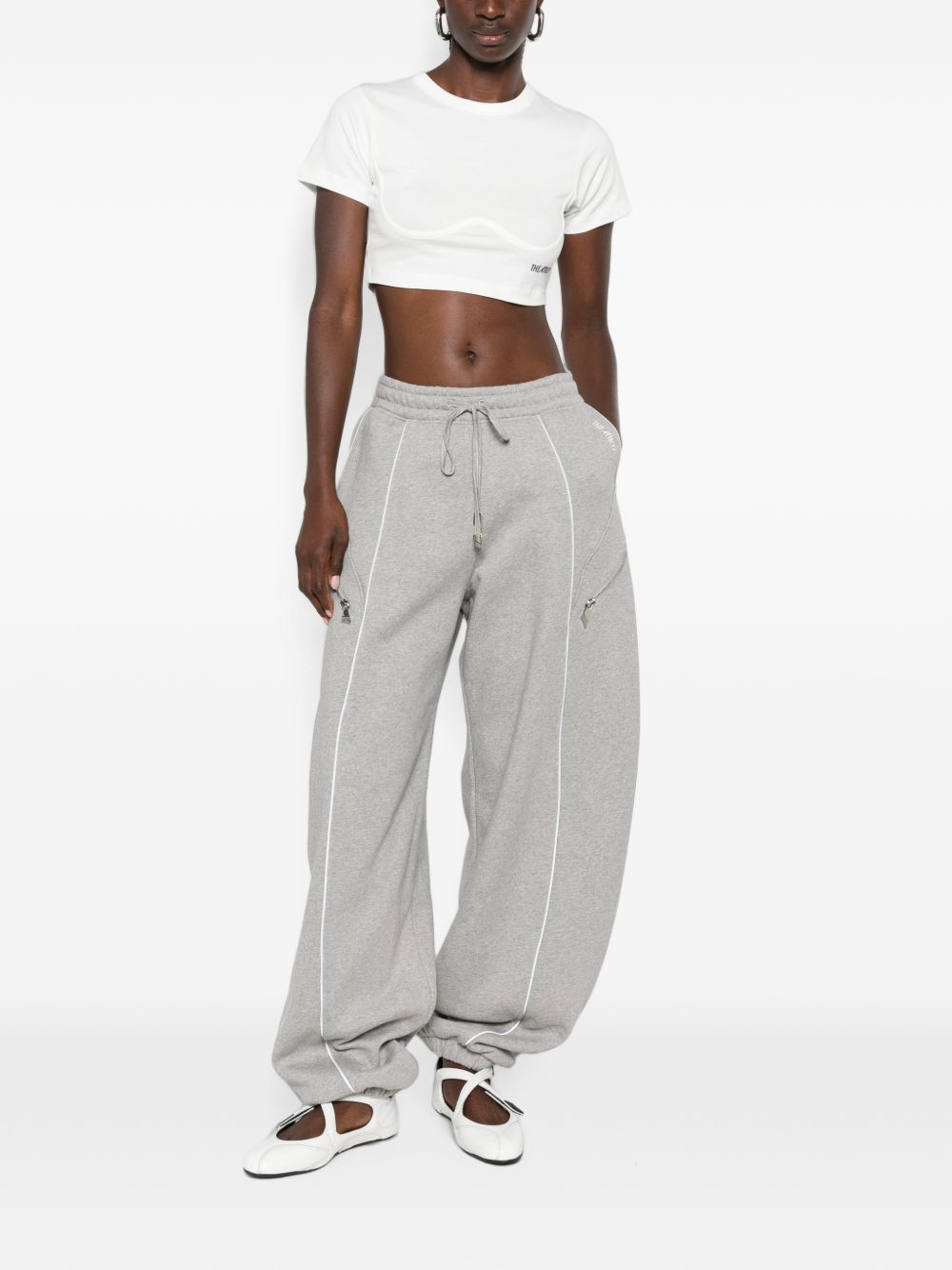 The Attico Piped-Trim Track Pants Gray