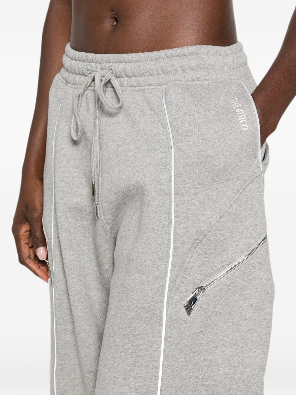 The Attico Piped-Trim Track Pants Gray