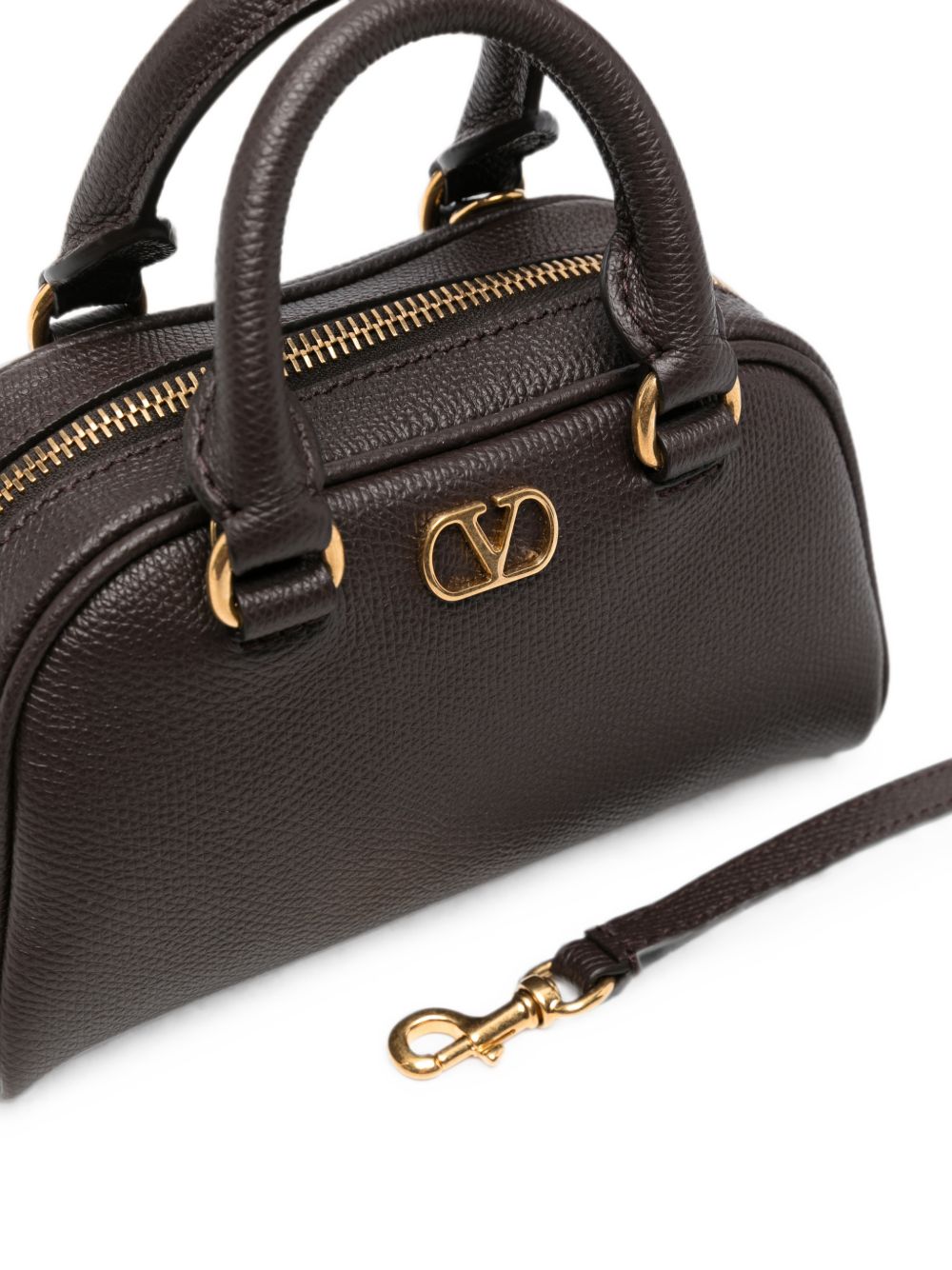 Valentino Garavani VLogo Mini Bowling Bag BROWN