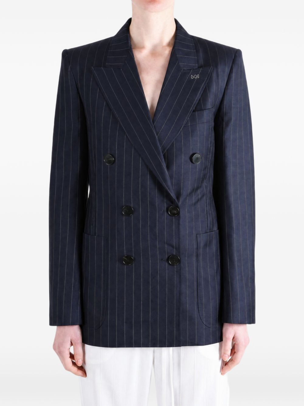 Givenchy Pinstripe Double-Breasted Blazer INK