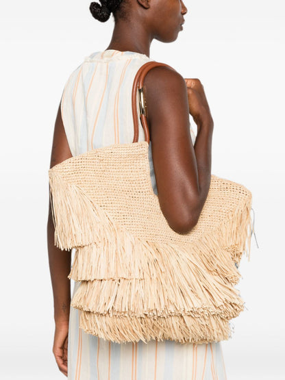 Zimmermann Woven Fringe Tote BEIGE