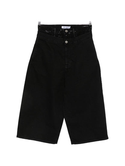 The Attico Denim Cotton Bermuda Shorts BLACK