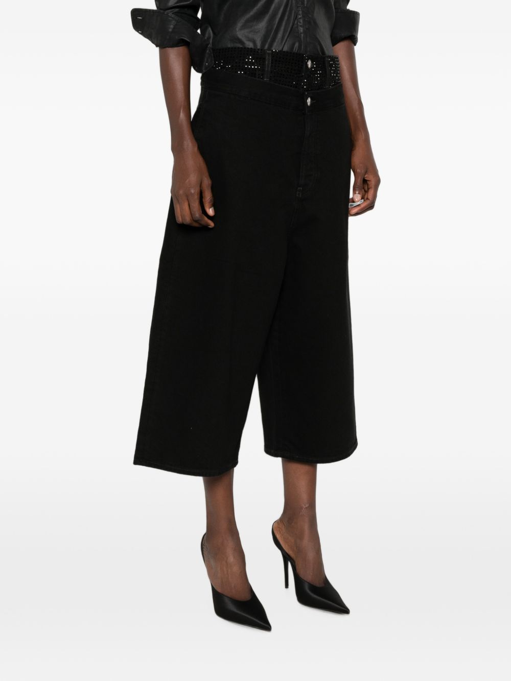 The Attico Denim Cotton Bermuda Shorts BLACK