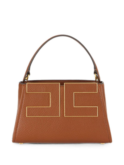 Elisabetta Franchi Logo Plaque Shoulder Bag BROWN