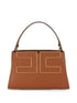 Elisabetta Franchi Logo Plaque Shoulder Bag BROWN