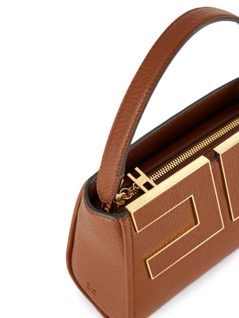 Elisabetta Franchi Logo Plaque Shoulder Bag BROWN