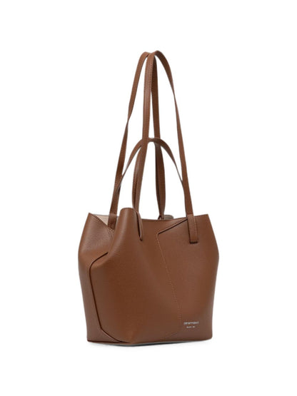 Emporio Armani Leather Tote Bag BROWN