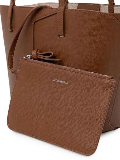 Emporio Armani Leather Tote Bag BROWN