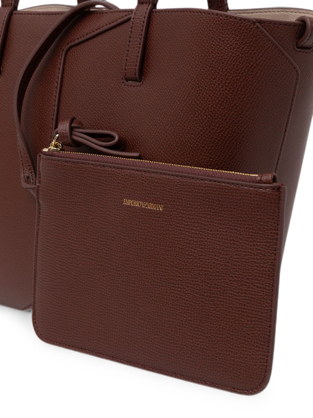 Emporio Armani Leather Tote Bag BROWN